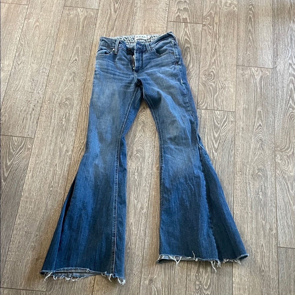 Ariat Women's Distressed Flare Jeans - Dark Blue - Picture 1 of 1